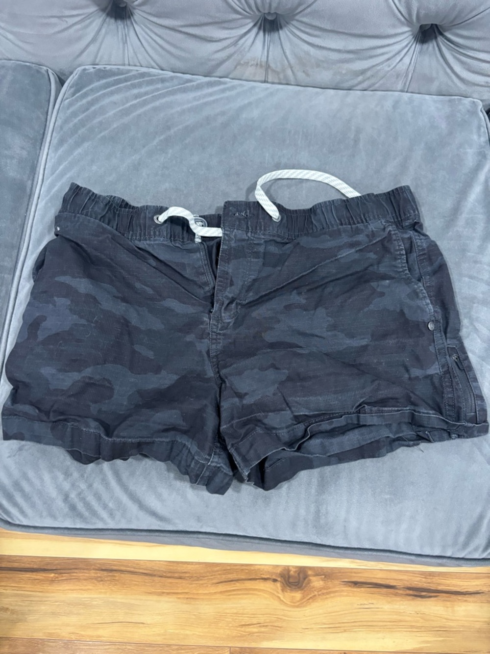 Vuori Black Charcoal Camo Drawstring Athletic Shorts